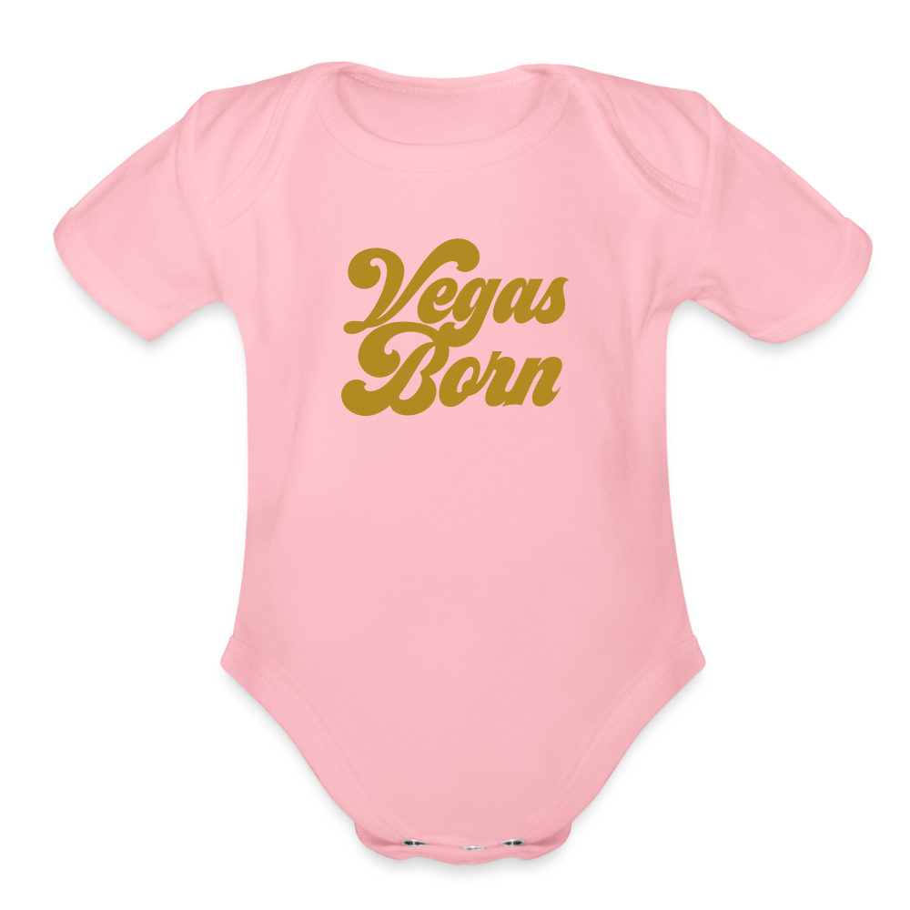 Vegas Born Organic Short Sleeve Baby Bodysuit - light pink
