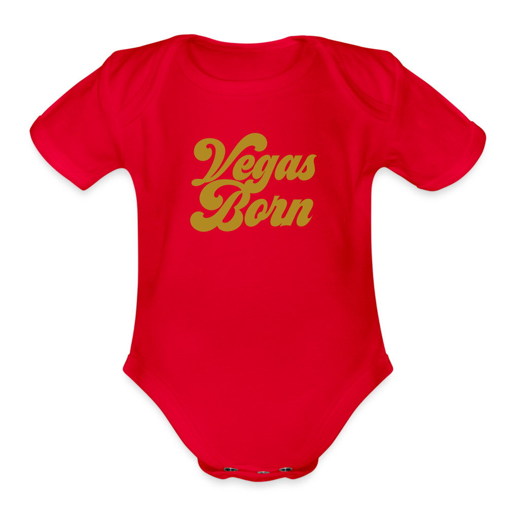 Vegas Born Organic Short Sleeve Baby Bodysuit - red