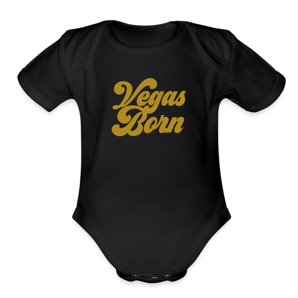 Vegas Born Organic Short Sleeve Baby Bodysuit - black