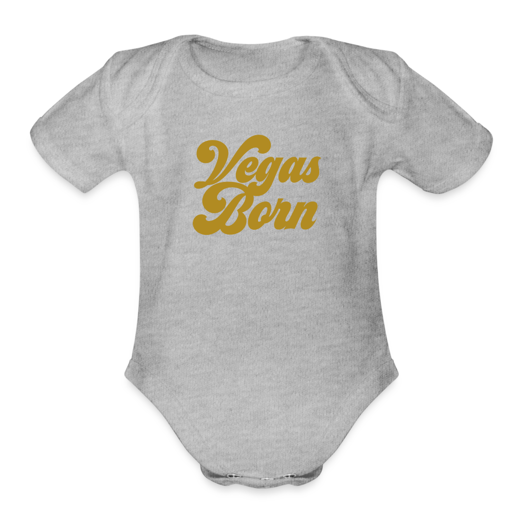 Vegas Born Organic Short Sleeve Baby Bodysuit - heather grey