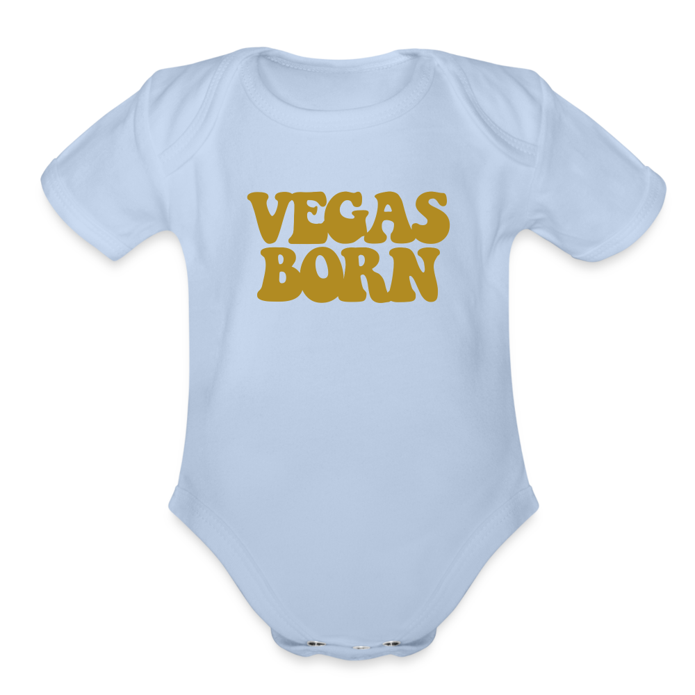 Vegas Born Organic Short Sleeve Baby Bodysuit - sky