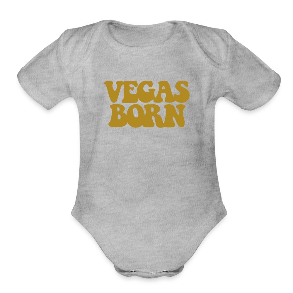 Vegas Born Organic Short Sleeve Baby Bodysuit - heather grey