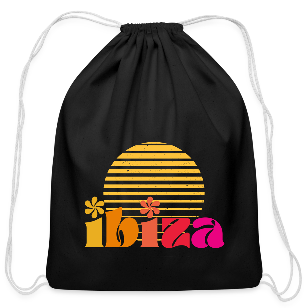 Ibiza Cotton Drawstring Bag - black