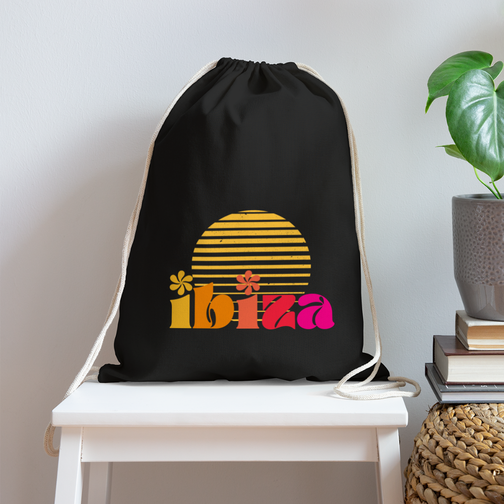 Ibiza Cotton Drawstring Bag - black